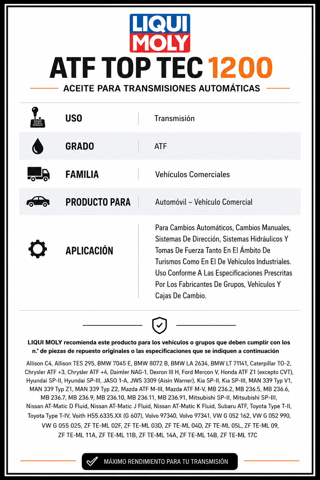 ACEITE LIQUIMOLY ATF TOP TEC 1200