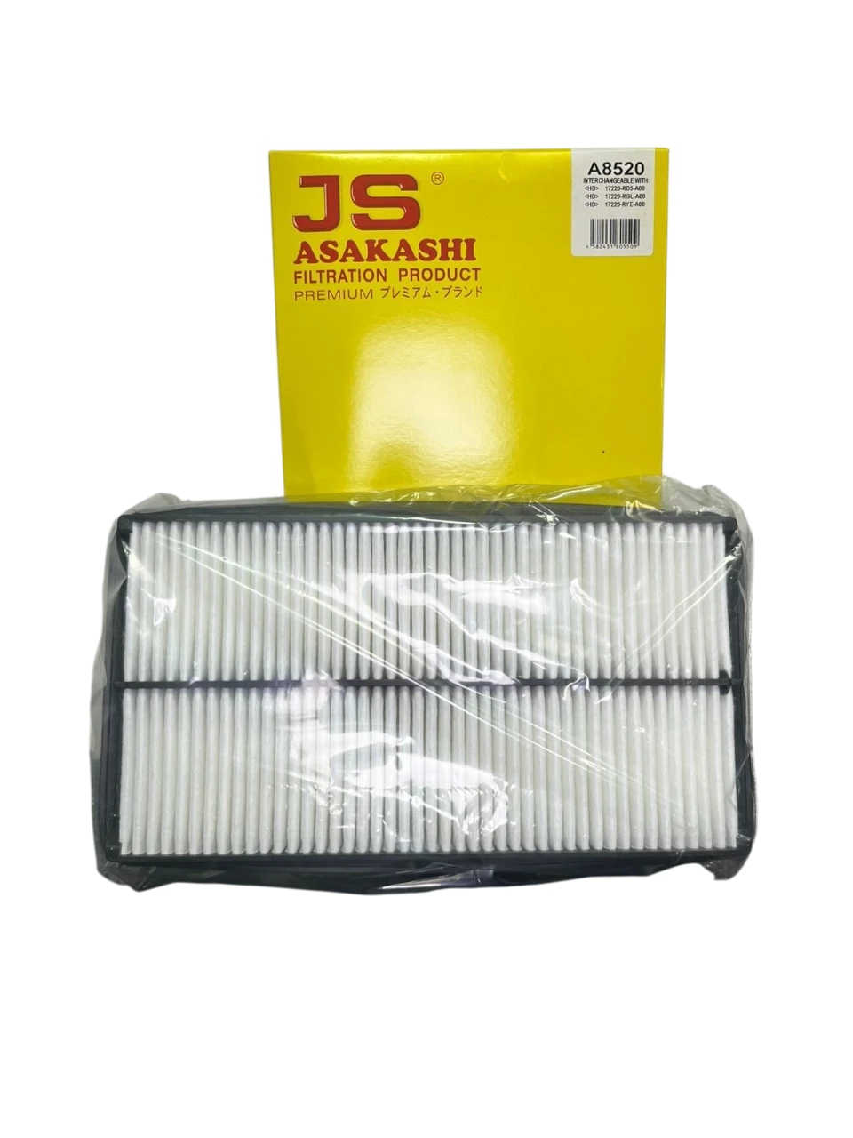 Caja y producto de filtro de aire JS Asakashi para Honda Pilot 2008 a 2015.